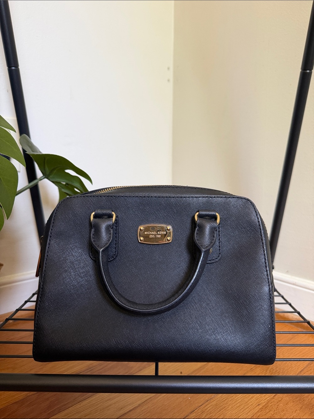 Michael Kors Black Leather Dome Satchel